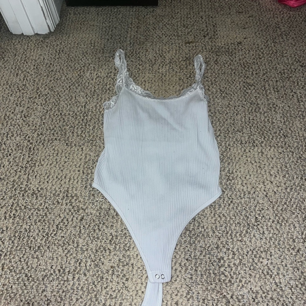 Elegant White Lace Trim Bodysuit